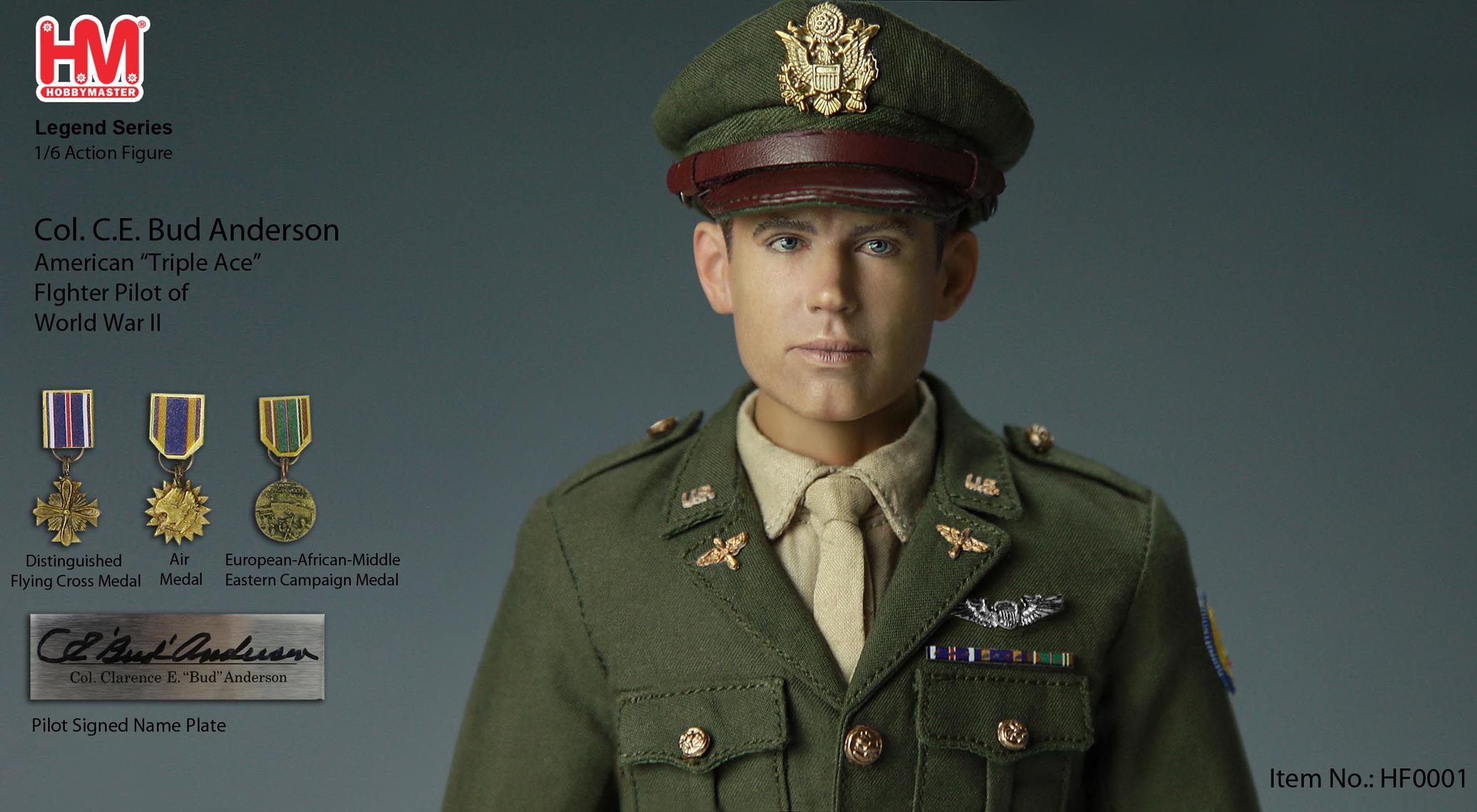 HF0001 World War II US ARMY Triple Ace pilot Colonel Bud Anderson-Signature limited edition of 500