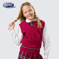 Lan Shi British childrens clothing College trend Cotton girls knitted vest B-5706-B school uniform