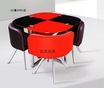 Black and red tempered glass dining table storage master saves space A table and four chairs set combination