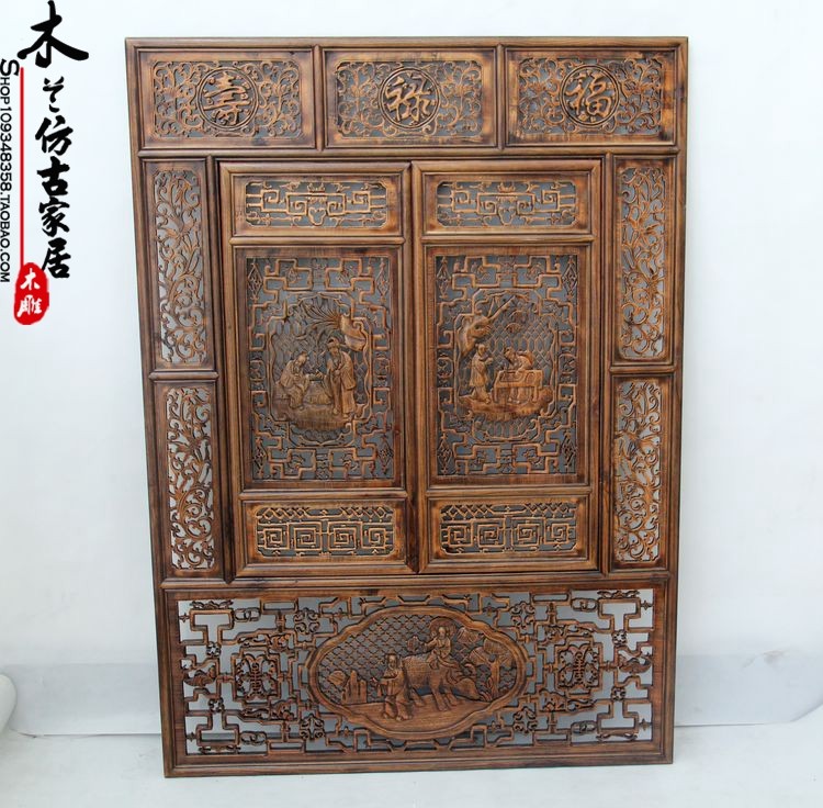 Dongyang woodcarving, Chinese antique screen, ceiling, entrance partition, lattice, solid wood doors and windows, carved lady window