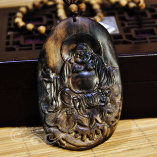 修明堂 单品 沉水印尼加里曼丹野生沉香手工雕弥勒手把件吊坠