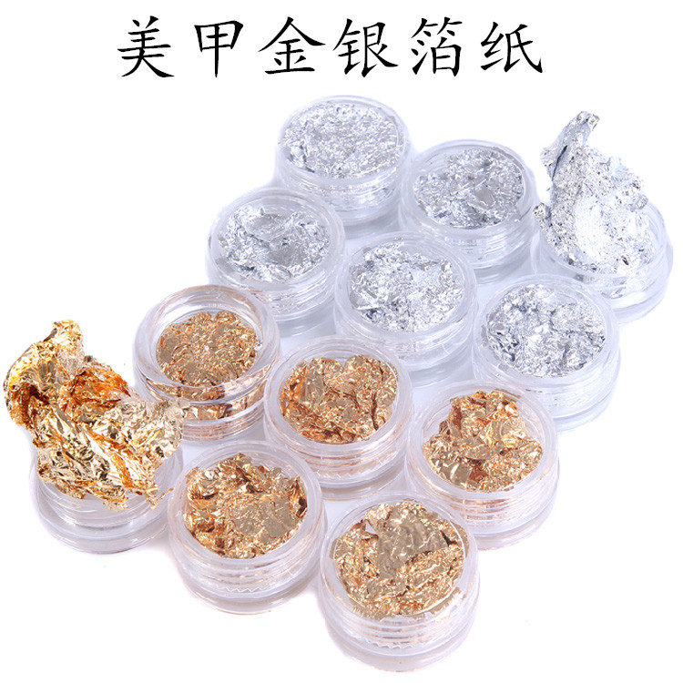 Nails gold platinum foil tin paper jewelry nail gold and silver foil crystal armor phototherapeutic nail ornaments