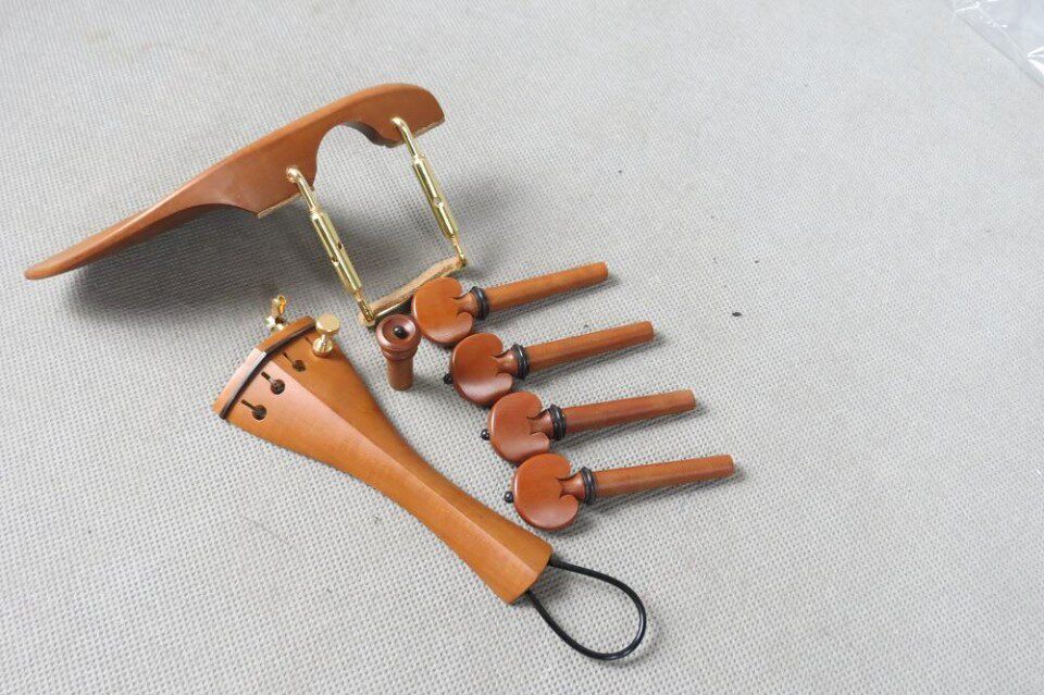Violin date wood fittings, shaft pull string board cheek support tail rope has been installed gold screws