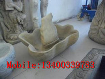 Imitation ancient stone carved flower pot fish tank Qingshi stone sculpted Han white jade stone carved courtyard decorated with stone sculptures 054