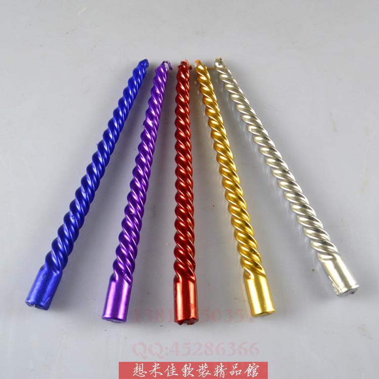 European spiral pattern candle candle holder rod Wax electroplated smoke-free 10-inch candle Wedding Valentine's Day candle decoration supplies