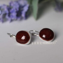 High-end personalized ceramic rings characteristic ethnic cultural handicrafts dark red ceramic porcelain earring pendants