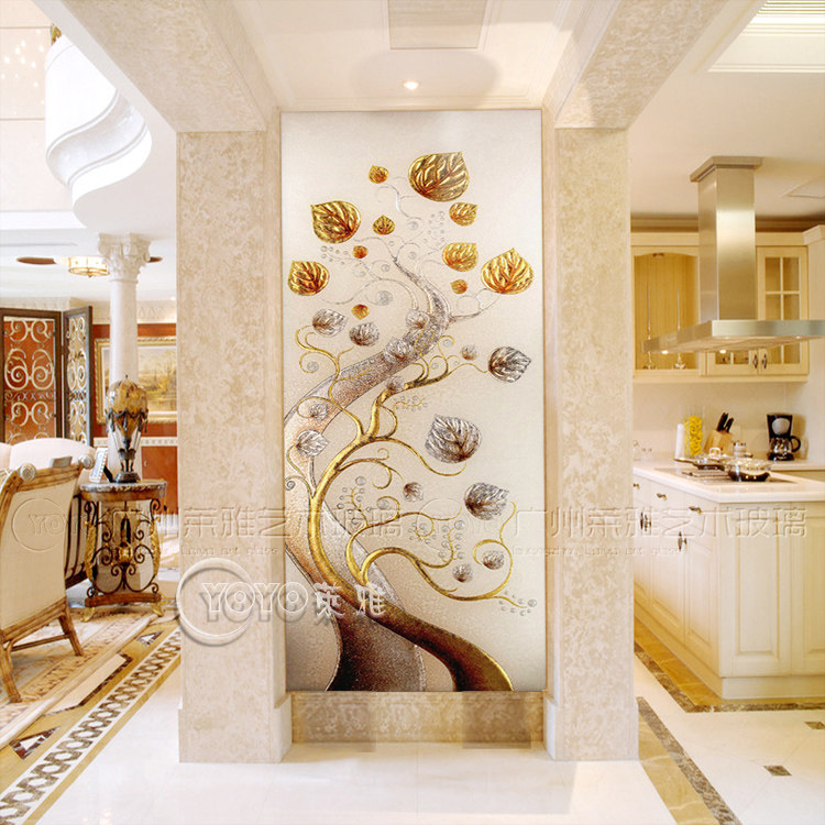 Art Glass Minima Eurostyle Gold Silver Leaf Deep Sculpture Glass Aisle Genguan Background Hair tree