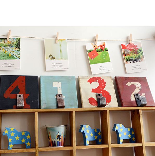 Wooden retro coat hooks home accessories creative wedding gifts 1234 digital hook photography photo props