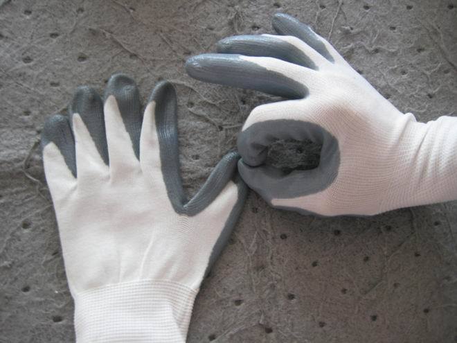 Nitrile Coated Nylon Gloves 13 Needle Work Gloves Oil Resistant NITRILE glove coated gloves