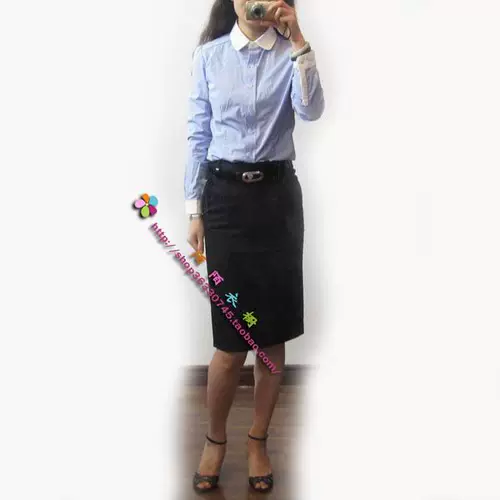 Qingcang Spring и Summer Pright Skirt Black Fine Stripes После раскола в средней юбке одна штифта с XS 25