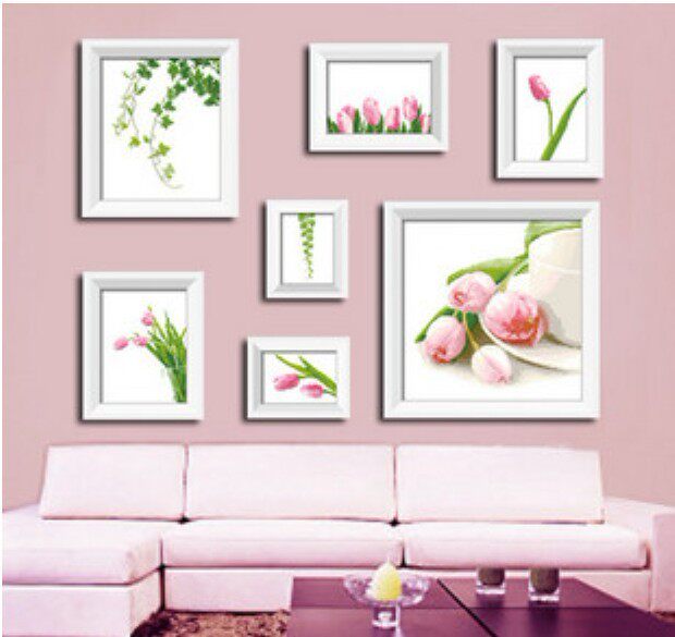 Hu Lili's Cross Stitch DMC Kit Falls in Love with Tulip Photo Wall Seven Pieces with 3D 5D Precision Printing