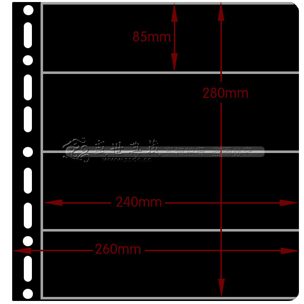 Yin's widening nine-hole stamp banknote loose-leaf inner page inserts (4 lines) black bottom double face