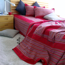  (Sister Liu coarse cloth)Special woven Korean version of the old coarse cloth plate buckle four-piece festive red