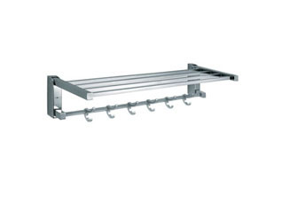 Janoje stainless steel towel rack bar double layer shelve can be folded with hook bath towel rack ANT-6050-1
