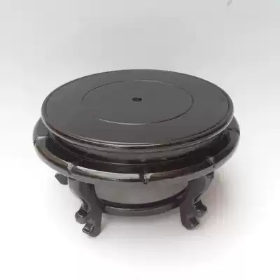 Jingdezhen fish tank base calligraphy and painting tank turtle tank base water lily bowl with cylinder base tall wooden base