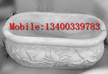 Imitation ancient flower pot stone carving fish tank Qingshi fish tank Han white jade stone carved flower pot courtyard decoration 056