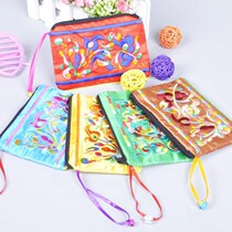 New embroidered bag ethnic style coin purse double-sided embroidered satin coin purse small wallet Satin embroidered coin purse