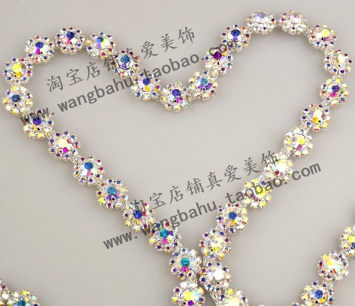 Sunflower AB Color Hand-stitched Water Drill Fine Chain DIY Hair Stirrup Sweater Collar cap clothing Skirt Dresses Water Drill Strips