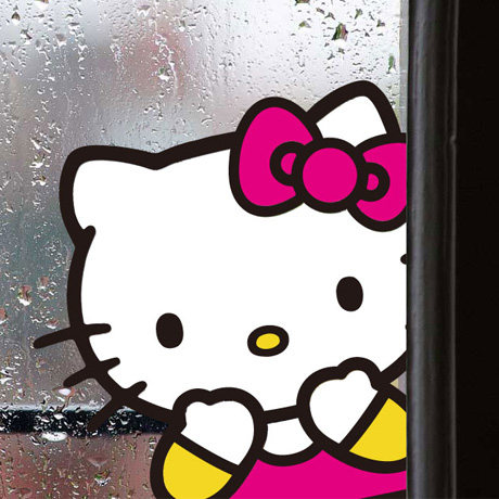 hello Kitty cat white face sticker waterproof self-adhesive magnetic brick patch glass sticker painted home flat decoration background