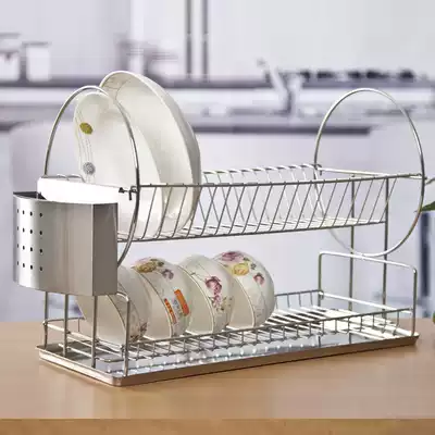 German stainless steel bowl rack drain rack Double-layer dish rack Bowl storage rack Kitchen rack drain basket