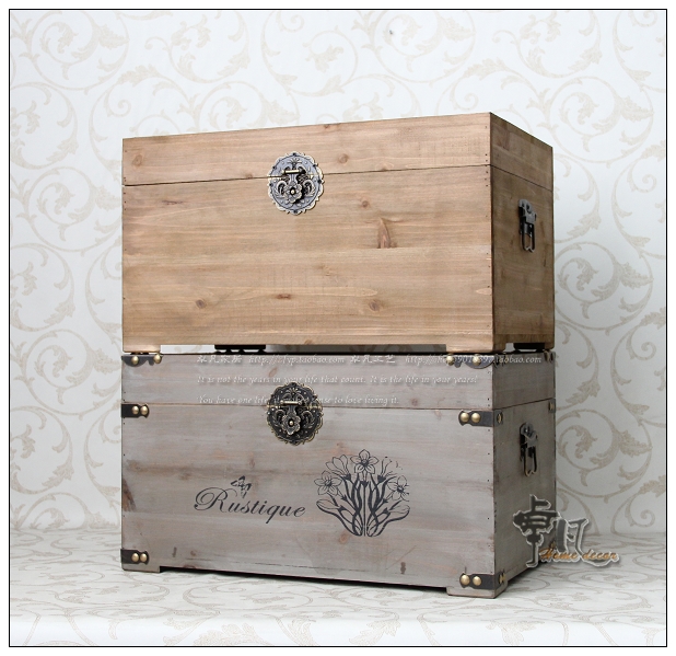 Nordic decorative wooden box retro-making old large-scale collection of solid wood old boxes customized with lid display reception box props