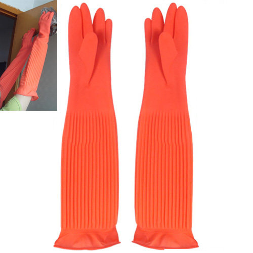 One 45cm longer light latex hand dishes household cleaning dishes laundry rubber waterproof gloves