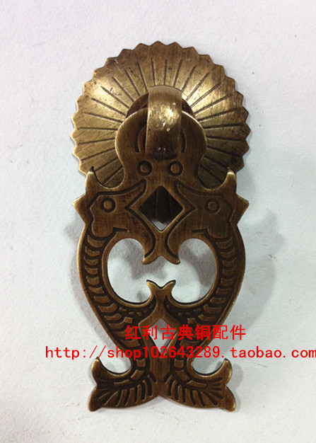 Dividend Classical Bronze Accessories Imitation Ancient Pure Bronze Chinese Furniture double dragon handle drawer cabinet door handle pull ring