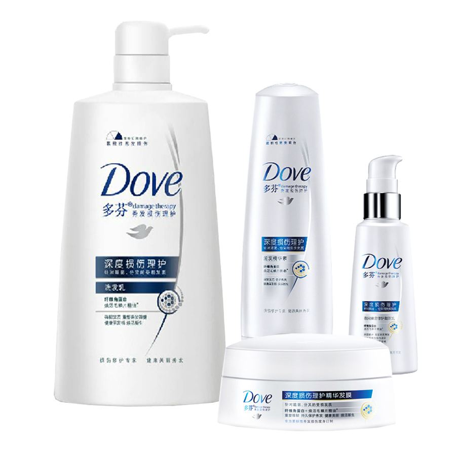 Dove多芬深度损伤洗700ml+精华素400ml+凝萃乳+发膜洗护家庭套装