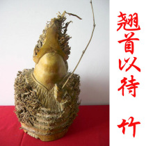 Bamboo Root Sculpture Head-up Laugh Fishing Weng Pure Handmade Eco-friendly Gift Idea Home Swing Piece Teething to Hope Fisherman 