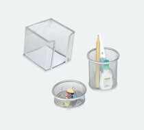 Office supplies iron mesh pen barrel note box clip syringe Office three-piece Pen Holder