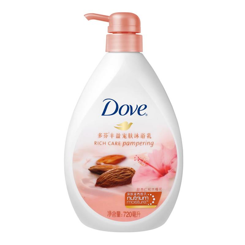 新品Dove多芬丰盈宠肤沐浴乳沐浴露杏仁木槿花720ml亲肤二瓶包邮