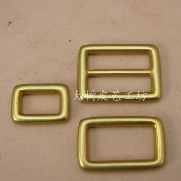 Brass square ring Japanese ring Copper color Handmade leather bag ring ring(TK-04)