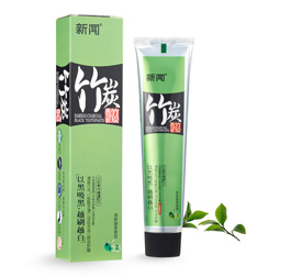 新闻正品绿茶味竹炭牙膏黑牙膏美白牙齿去黄牙牙渍烟渍