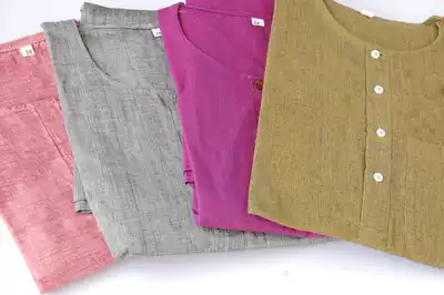 India imported pure cotton cotton men's Kuta top short-sleeved clothes Krishna sky