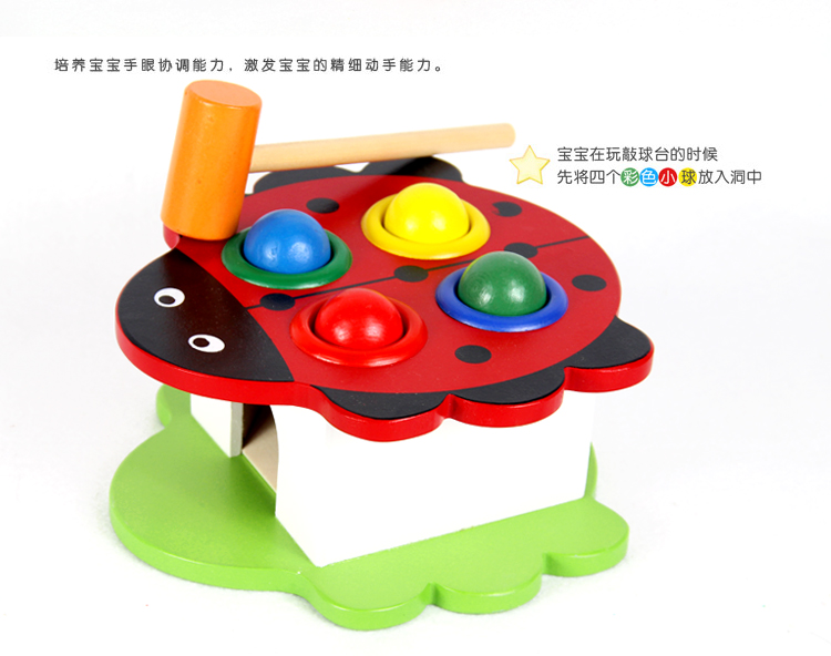 Kindergarten Child Puzzle Early Teaching Toy Wooden Baby Animal Banging table to knock on stage to exercise baby eye-hand coordination