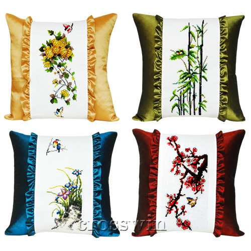 South Korea GREEN silk satin vertical lotus leaf blank cushions (customizable)