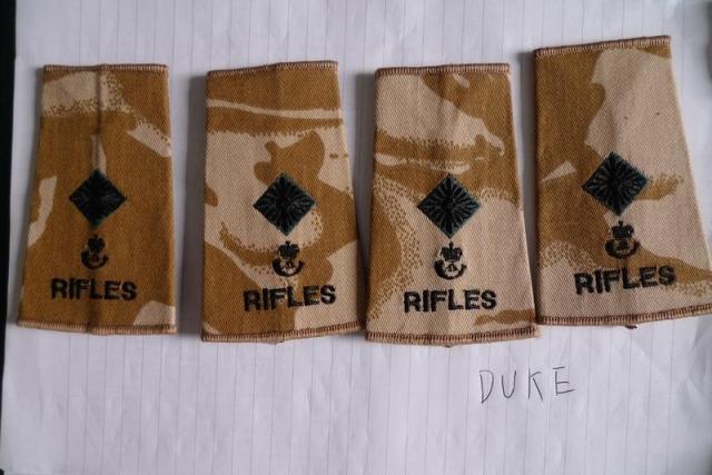 New British Army Rifle Regiment Second Lieutenant Desert Camouflage Rank One