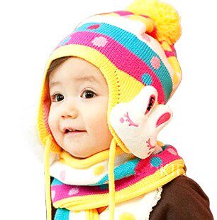 Han Edition Baby Hat Autumn and Winter Baby Boy and Women Children's Hat Boy Boy Hat Hat Two Pieces of Scarf