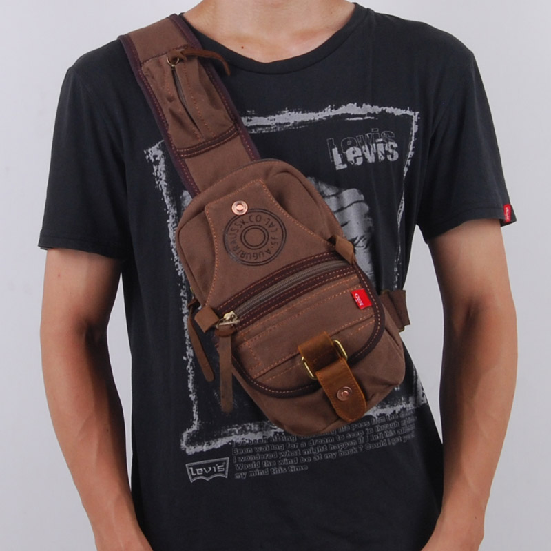 Sog Retro Casual Canvas Small Purse Girl Korean version Tide Cool Style Lady Outdoor Sports Skew Satchel Bag