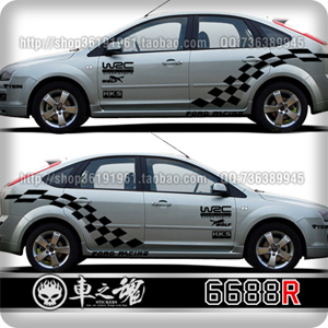 Classic Fox car sticker] whole car sticker - whole car cover sticker WRC checkered flag racing sticker WRC sports pull flower