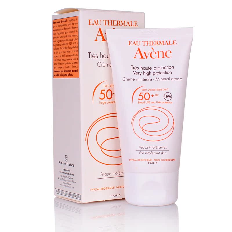 Avene/雅漾矿物自然物理防晒霜SPF50 50ml 润色 孕妇可用