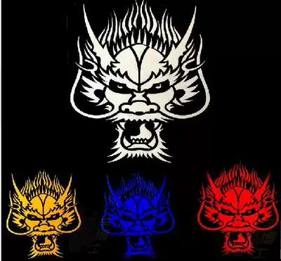 Personality locomotive front face sticker electric bicycle reflective waterproof decal Evil faucet sticker totem pull flower car post