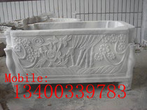 Imitation ancient stone carved flower pot fish tank Qingshi stone sculpted Han white jade stone carved courtyard decorated with stone sculptures 009