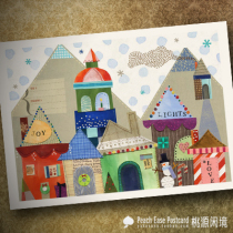 Colorful Christmas Town Collage Christmas Card Wish New Year Postcards