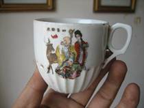 The Republic of China is beautiful and four Xiqi to teacup old teacup deer paste old porcelain chicken pill life