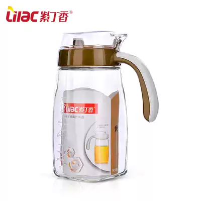 Lilac large thick glass oil pot set leak-proof soy sauce bottle kitchen quantitative control oil pot 820ml