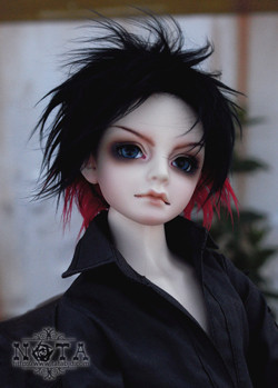 4 3 GREAT UNCLE BJD SD EVA SPLICING RED BESPOKE HEAD POST WITH BLACK HAIR FOLKHEAD