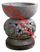 Stone carving pot fish tank blue stone pot Han white jade carving courtyard decoration stone carving piece 116