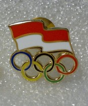 Olympic badge Indonesian Olympic Committee badge Indonesian NOC five-ring badge