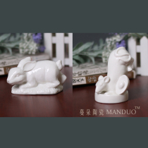 Three-dimensional ceramic rabbit mouse sculpture ornaments cute zodiac sign rabbit mouse ceramic ornaments